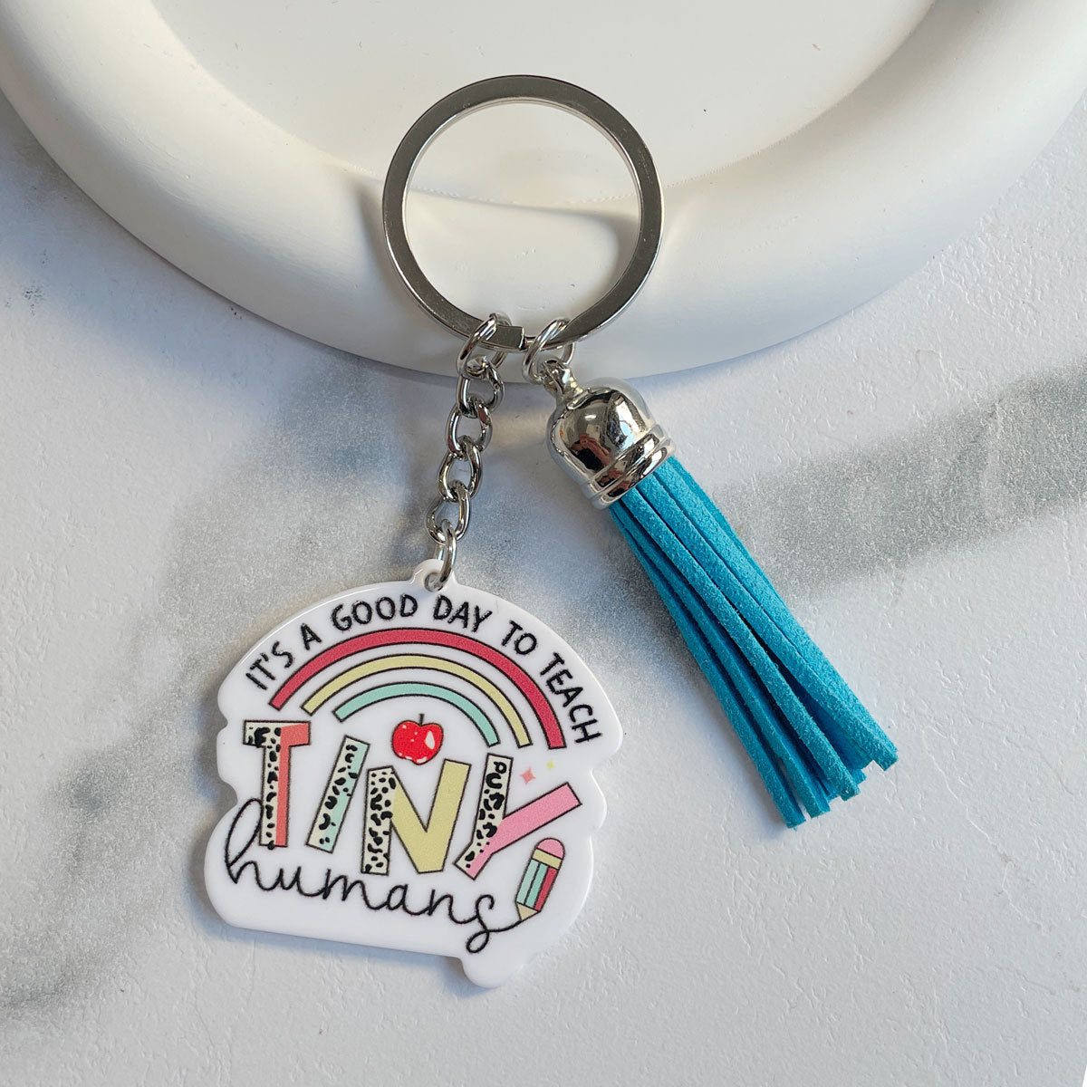 Wholesale Teacher Gifts Acrylic Letter Tassel Pendant Keychain